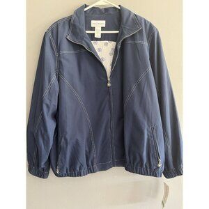 Alfred Dunner Jog Set Track Suit Womens Pants M Lined Jacket L Navy Vintage‎